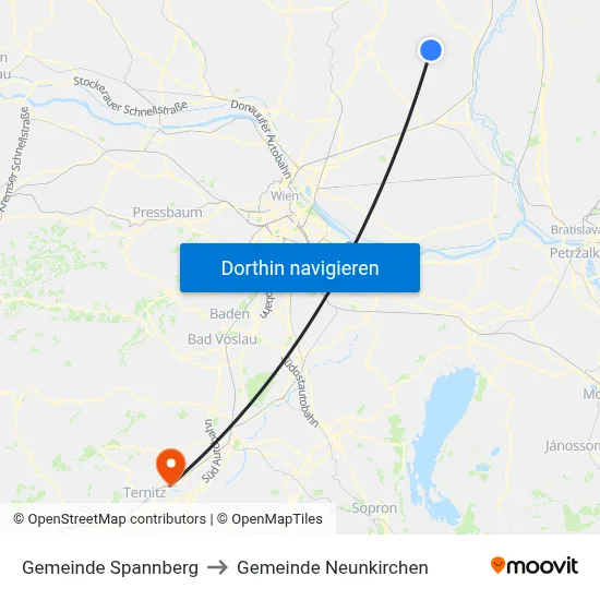 Gemeinde Spannberg to Gemeinde Neunkirchen map