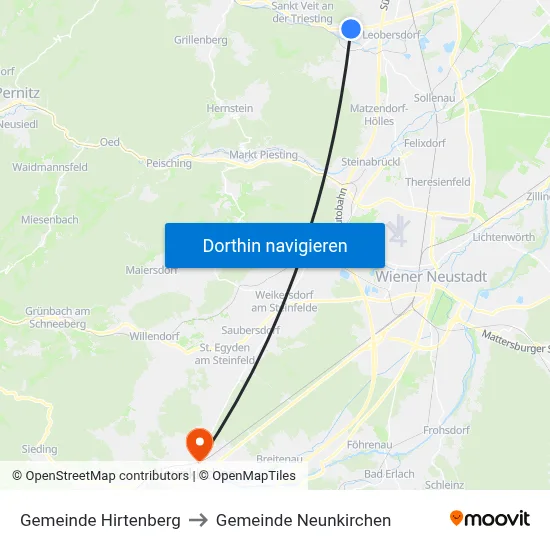 Gemeinde Hirtenberg to Gemeinde Neunkirchen map