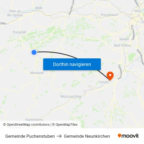 Gemeinde Puchenstuben to Gemeinde Neunkirchen map