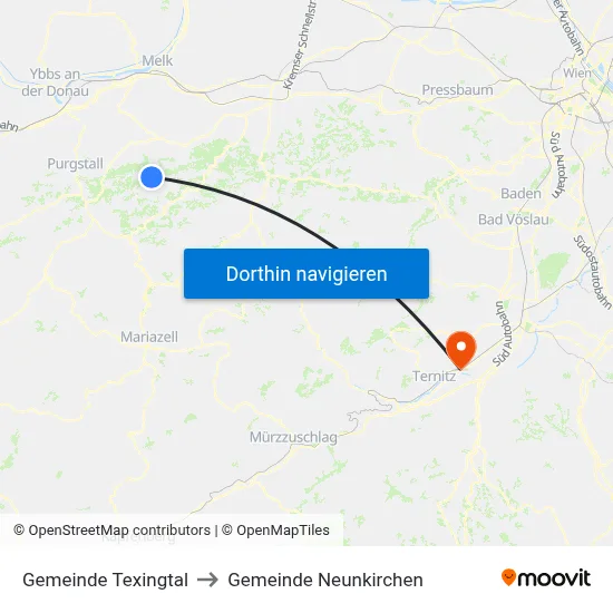 Gemeinde Texingtal to Gemeinde Neunkirchen map