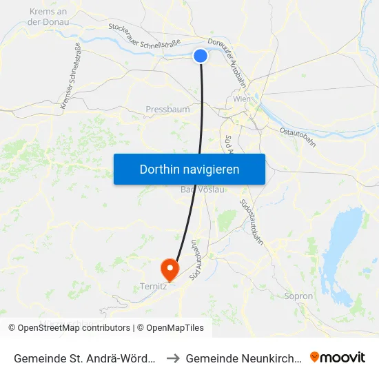 Gemeinde St. Andrä-Wördern to Gemeinde Neunkirchen map