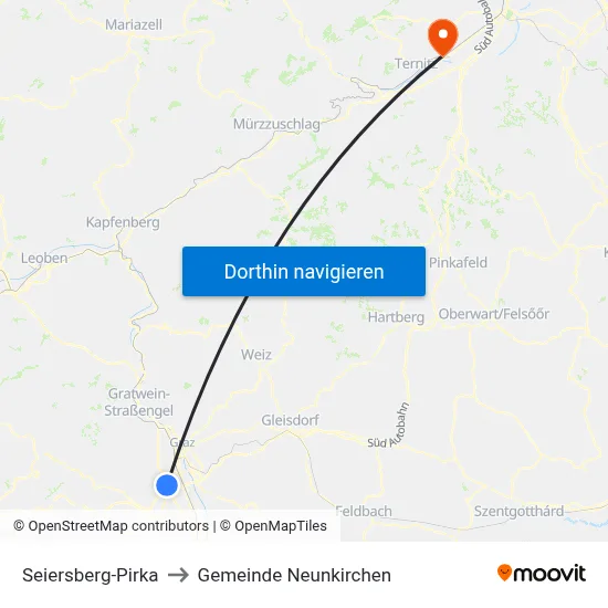 Seiersberg-Pirka to Gemeinde Neunkirchen map