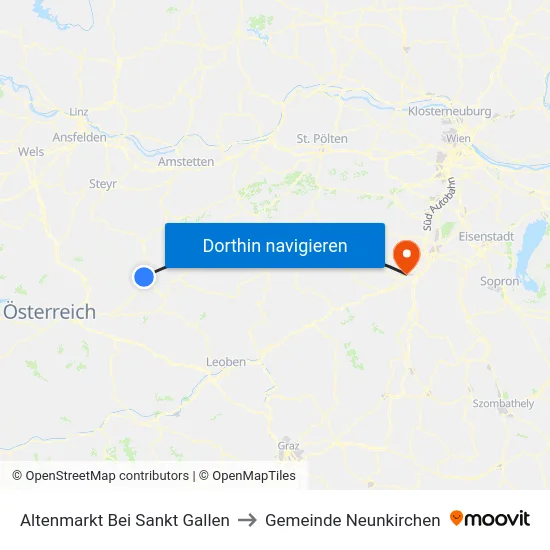 Altenmarkt Bei Sankt Gallen to Gemeinde Neunkirchen map