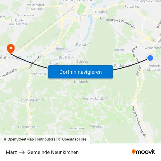 Marz to Gemeinde Neunkirchen map