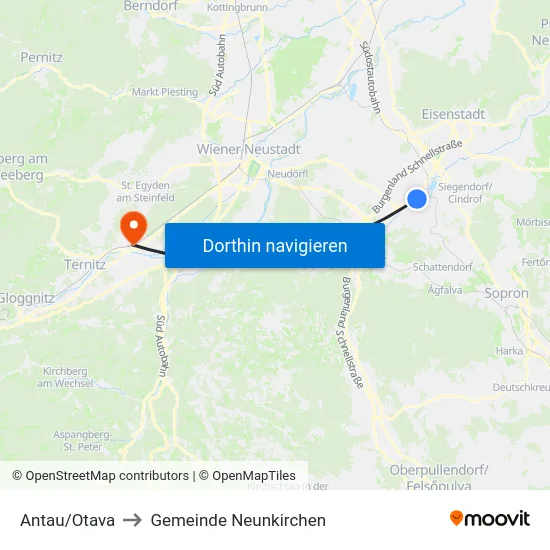 Antau/Otava to Gemeinde Neunkirchen map
