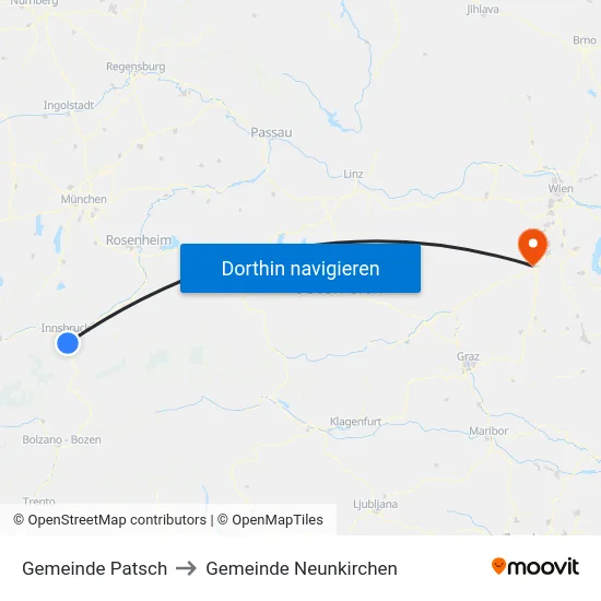 Gemeinde Patsch to Gemeinde Neunkirchen map