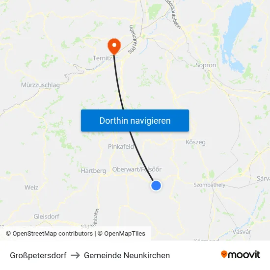 Großpetersdorf to Gemeinde Neunkirchen map