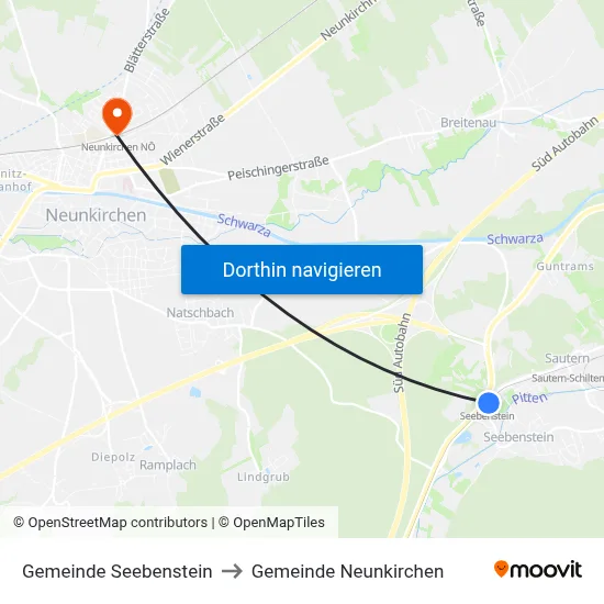 Gemeinde Seebenstein to Gemeinde Neunkirchen map