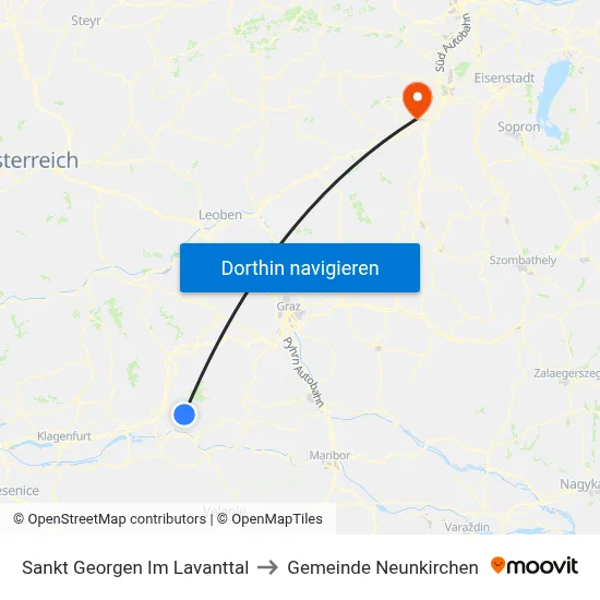 Sankt Georgen Im Lavanttal to Gemeinde Neunkirchen map