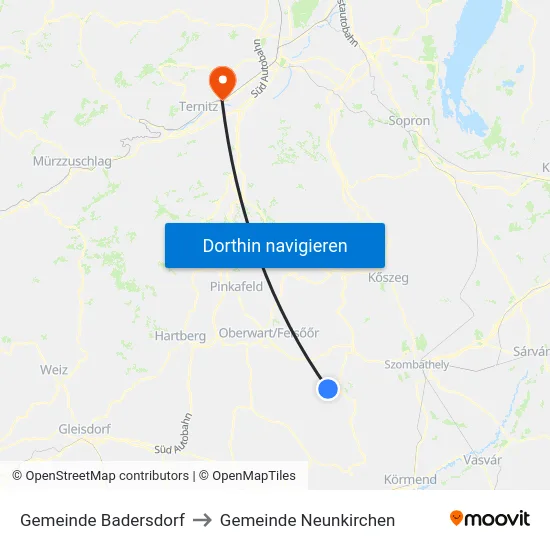 Gemeinde Badersdorf to Gemeinde Neunkirchen map