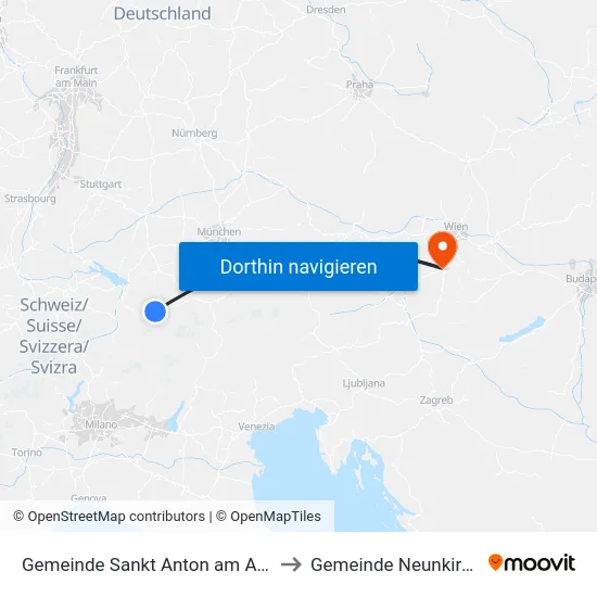 Gemeinde Sankt Anton am Arlberg to Gemeinde Neunkirchen map