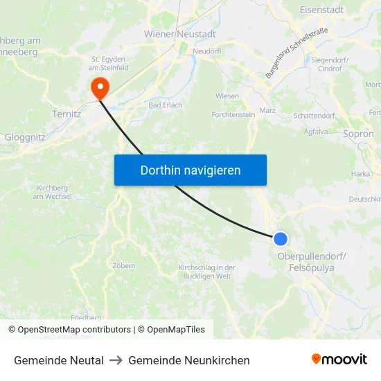 Gemeinde Neutal to Gemeinde Neunkirchen map
