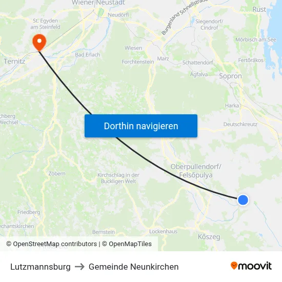 Lutzmannsburg to Gemeinde Neunkirchen map