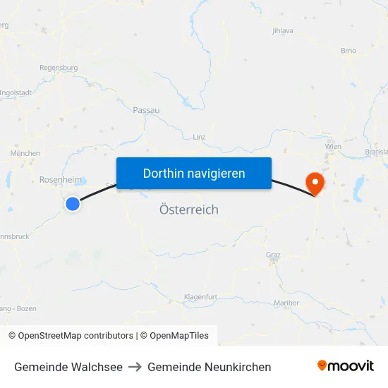 Gemeinde Walchsee to Gemeinde Neunkirchen map