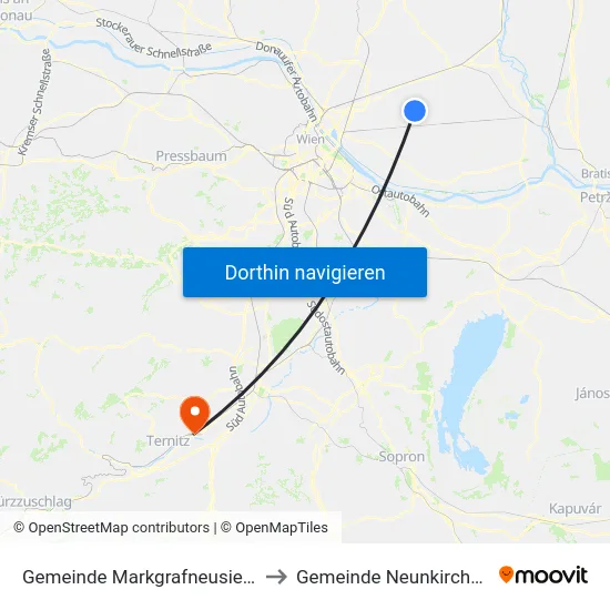 Gemeinde Markgrafneusiedl to Gemeinde Neunkirchen map