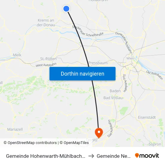 Gemeinde Hohenwarth-Mühlbach am Manhartsberg to Gemeinde Neunkirchen map