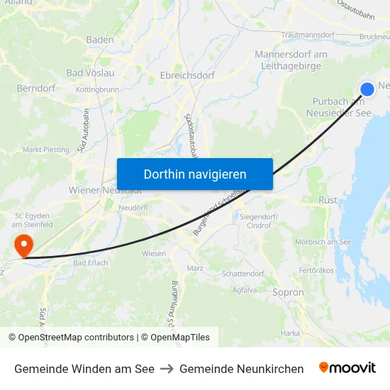 Gemeinde Winden am See to Gemeinde Neunkirchen map