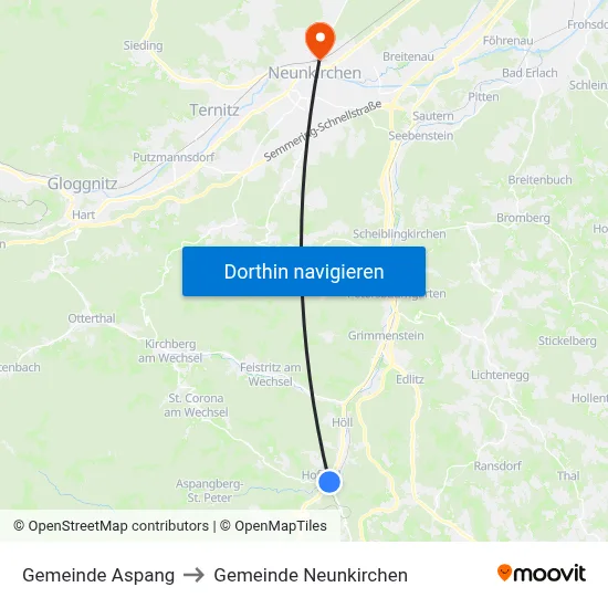 Gemeinde Aspang to Gemeinde Neunkirchen map
