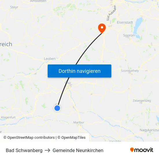 Bad Schwanberg to Gemeinde Neunkirchen map
