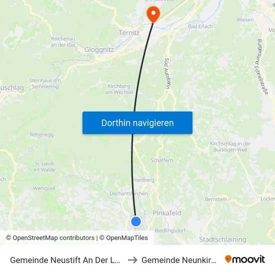 Gemeinde Neustift An Der Lafnitz to Gemeinde Neunkirchen map