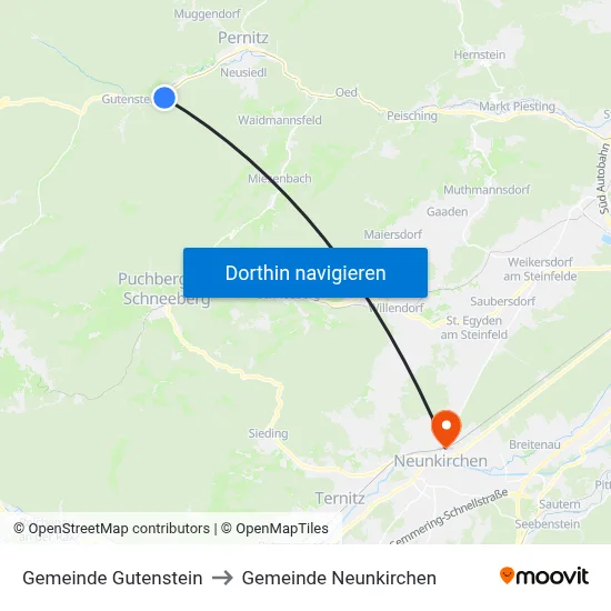 Gemeinde Gutenstein to Gemeinde Neunkirchen map