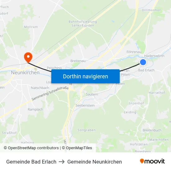 Gemeinde Bad Erlach to Gemeinde Neunkirchen map