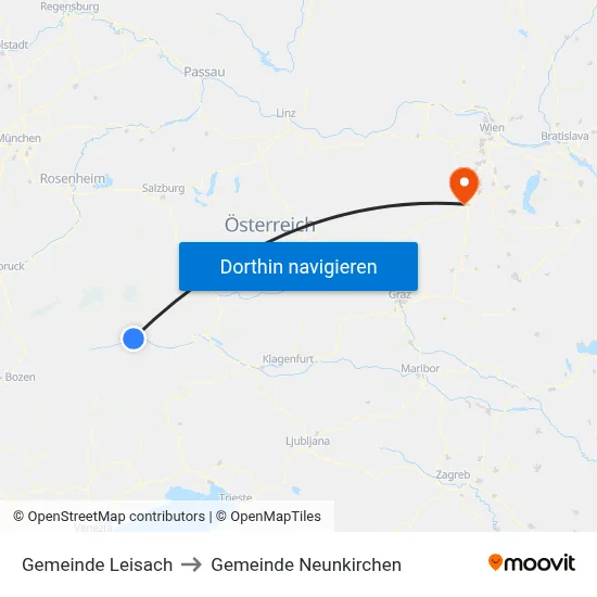 Gemeinde Leisach to Gemeinde Neunkirchen map