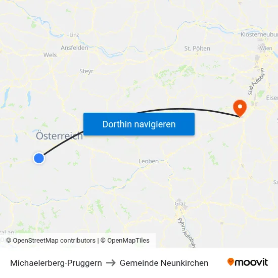 Michaelerberg-Pruggern to Gemeinde Neunkirchen map