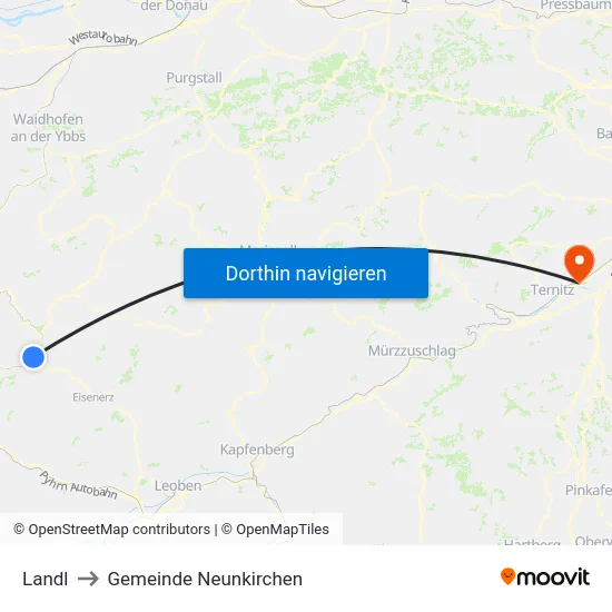 Landl to Gemeinde Neunkirchen map
