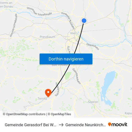 Gemeinde Gerasdorf Bei Wien to Gemeinde Neunkirchen map