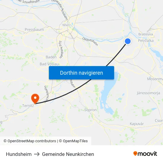 Hundsheim to Gemeinde Neunkirchen map