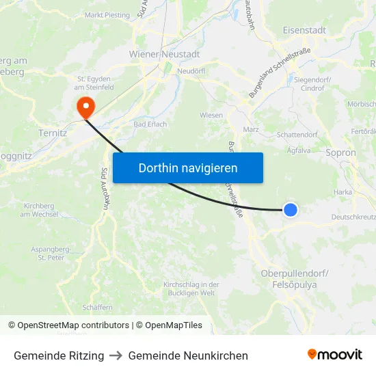 Gemeinde Ritzing to Gemeinde Neunkirchen map