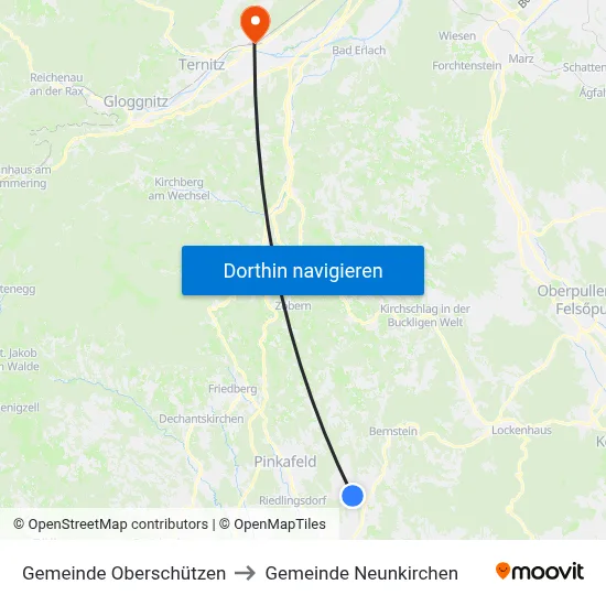 Gemeinde Oberschützen to Gemeinde Neunkirchen map