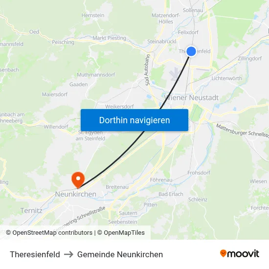 Theresienfeld to Gemeinde Neunkirchen map