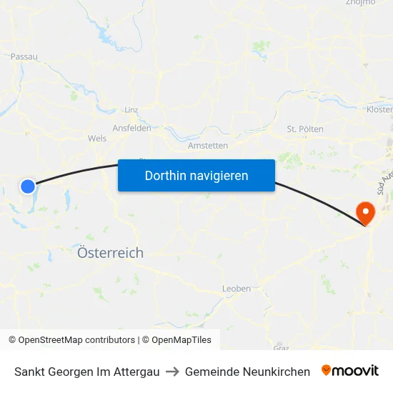 Sankt Georgen Im Attergau to Gemeinde Neunkirchen map