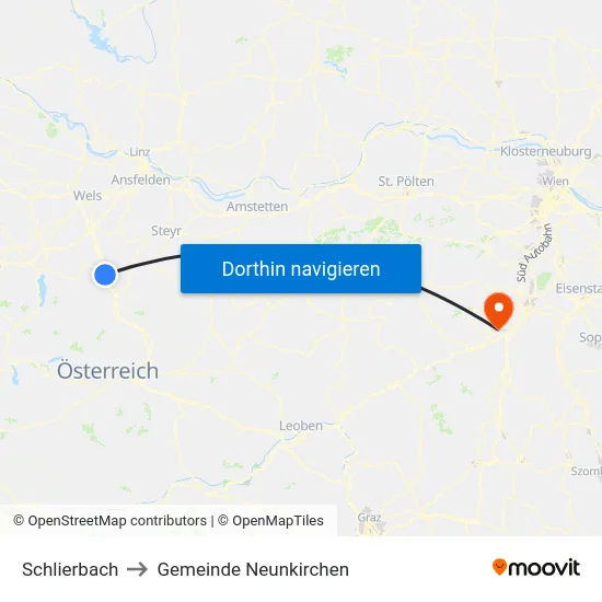 Schlierbach to Gemeinde Neunkirchen map