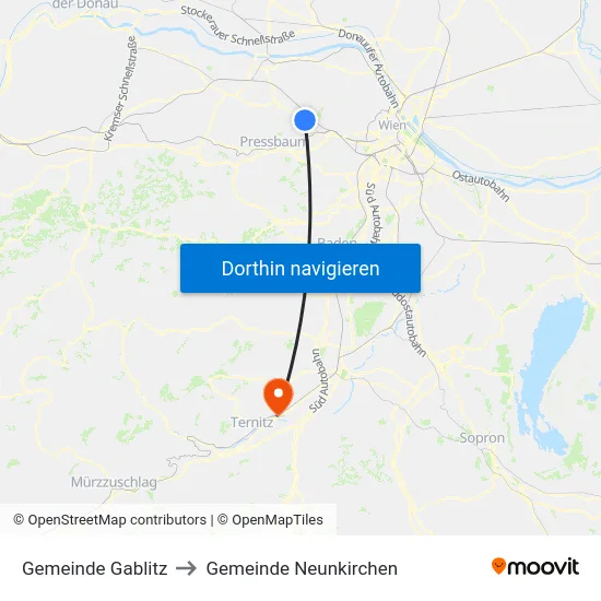 Gemeinde Gablitz to Gemeinde Neunkirchen map