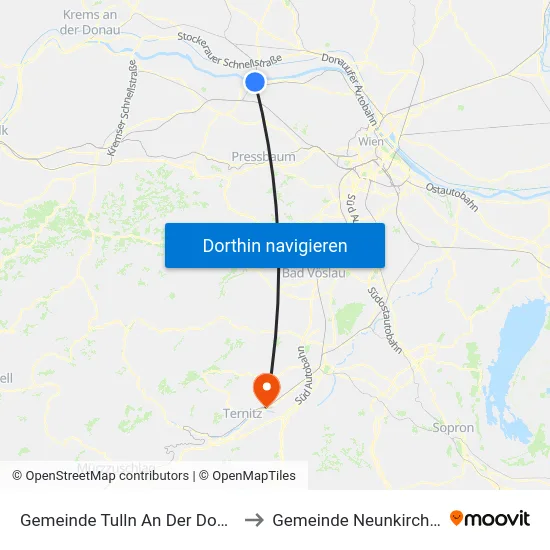 Gemeinde Tulln An Der Donau to Gemeinde Neunkirchen map