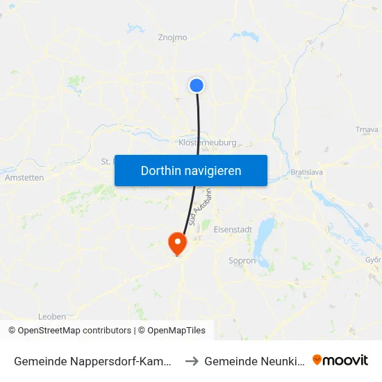 Gemeinde Nappersdorf-Kammersdorf to Gemeinde Neunkirchen map