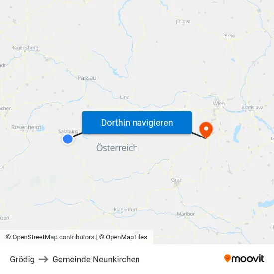 Grödig to Gemeinde Neunkirchen map