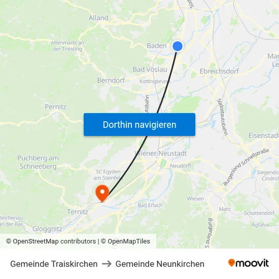 Gemeinde Traiskirchen to Gemeinde Neunkirchen map