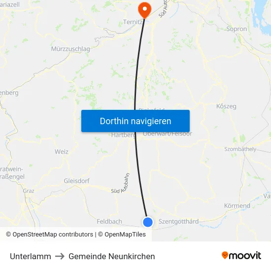 Unterlamm to Gemeinde Neunkirchen map