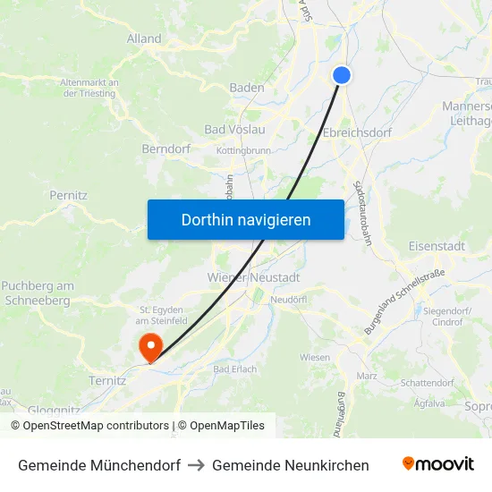 Gemeinde Münchendorf to Gemeinde Neunkirchen map