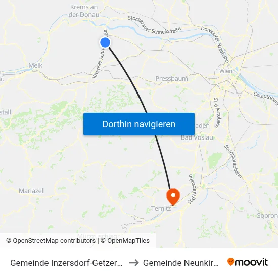 Gemeinde Inzersdorf-Getzersdorf to Gemeinde Neunkirchen map