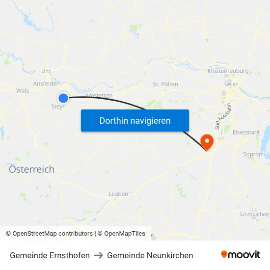 Gemeinde Ernsthofen to Gemeinde Neunkirchen map