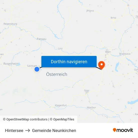 Hintersee to Gemeinde Neunkirchen map