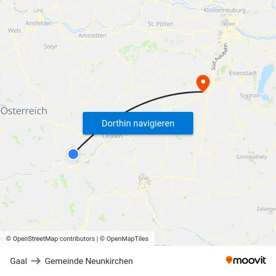Gaal to Gemeinde Neunkirchen map