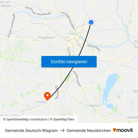 Gemeinde Deutsch-Wagram to Gemeinde Neunkirchen map
