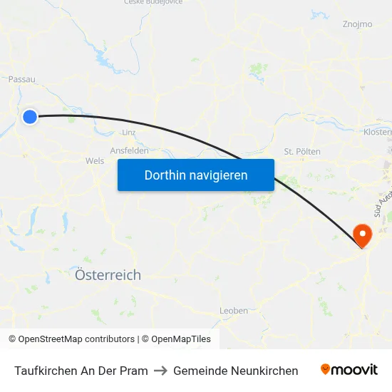 Taufkirchen An Der Pram to Gemeinde Neunkirchen map
