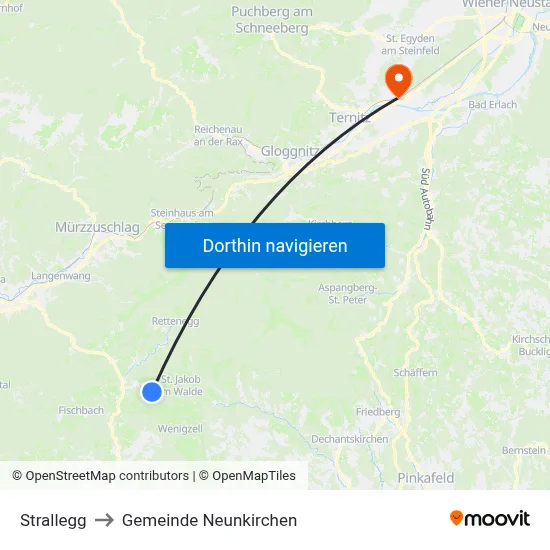 Strallegg to Gemeinde Neunkirchen map